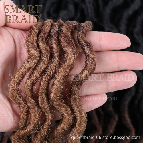 18 Inch Pre Looped Wavy Gypsy Loc Crochet Braids Dreadlocks Ombre Curly Wavy Twist Braiding Hair Extensions African Roots Braid